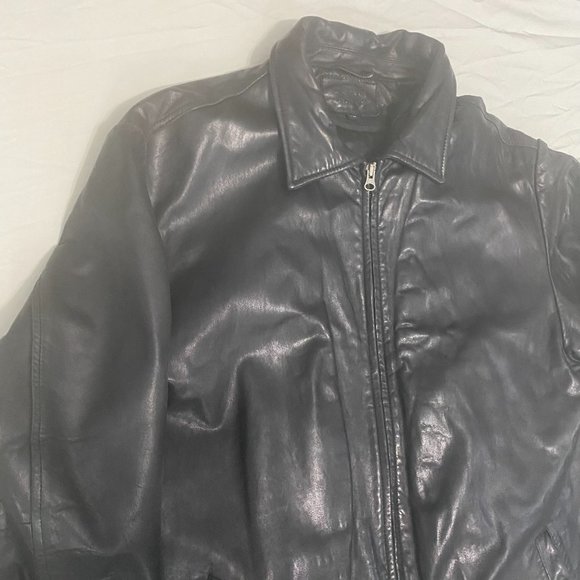 Denver Hayes Black 100% Genuine Leather Jacket Size L Thinsulate Insulated - Picture 2 of 12